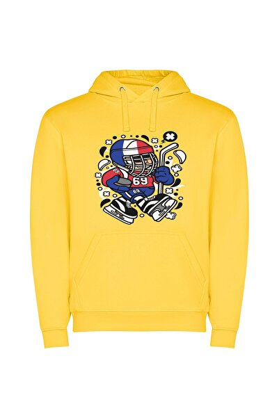 iLovePrints Mascot Marvel: Sports Icon Φούτερ με κουκούλα σε χρώμα Κίτρινο