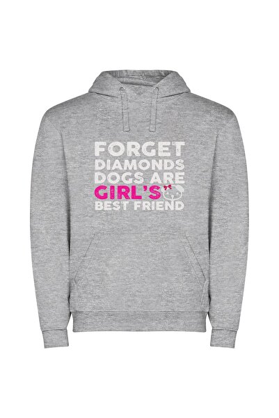 iLovePrints Best Friends and Diamonds Φούτερ με κουκούλα σε χρώμα Γκρι