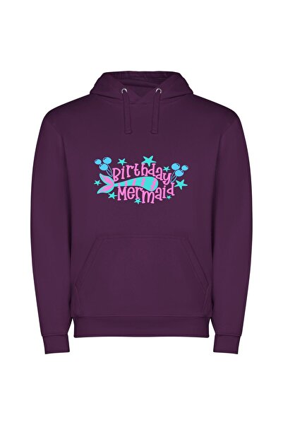 iLovePrints Enchanting Birthday Mermaid Magic Φούτερ με κουκούλα σε χρώμα Μωβ