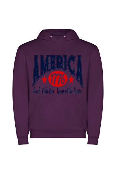 iLovePrints 776 Colors of Americana Φούτερ με κουκούλα σε χρώμα Μωβ