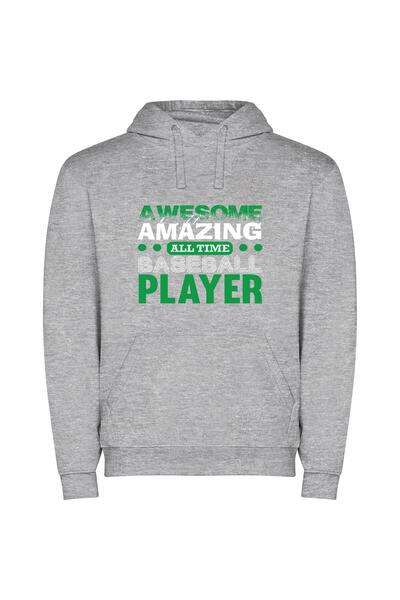 iLovePrints Stunning Baseball Awesome Player Φούτερ με κουκούλα σε χρώμα Γκρι