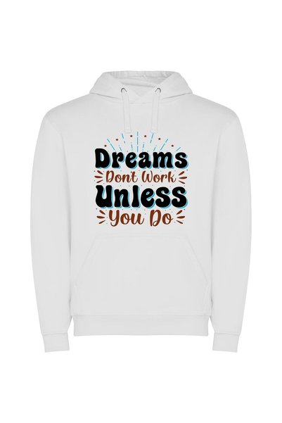 iLovePrints Work Inspires, Success Inspires Φούτερ με κουκούλα σε χρώμα Λευκό