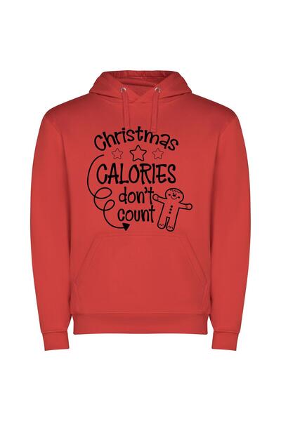 iLovePrints Festive Calorie-Free Coloring! Φούτερ με κουκούλα σε χρώμα Κόκκινο