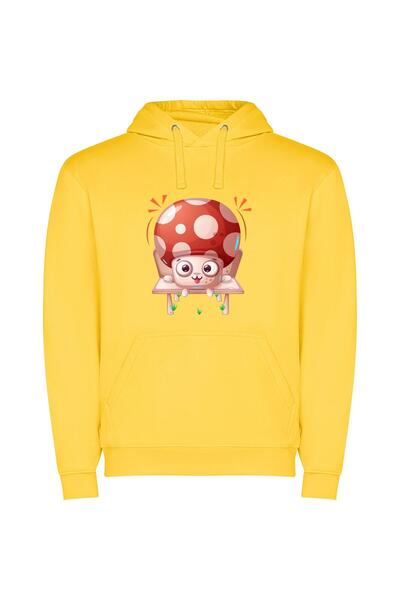 iLovePrints Woodland Whimsy: Mushroom Madness Φούτερ με κουκούλα σε χρώμα Κίτ...