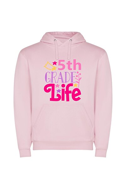 iLovePrints Vibrant 5th Grade Adventures Φούτερ με κουκούλα σε χρώμα Ροζ