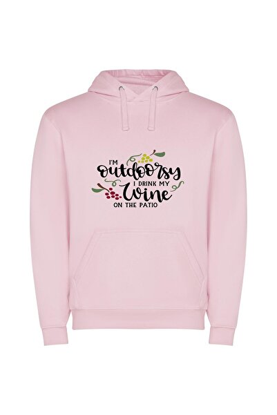 iLovePrints Outdoor Wine Enthusiast Φούτερ με κουκούλα σε χρώμα Ροζ