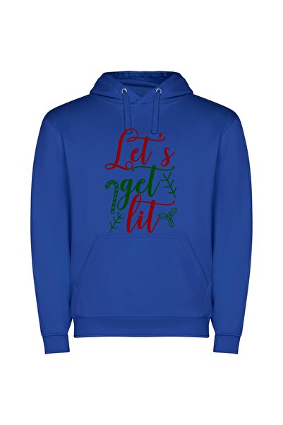 iLovePrints Colorful Chaos: Let's Get Lit Φούτερ με κουκούλα σε χρώμα Μπλε