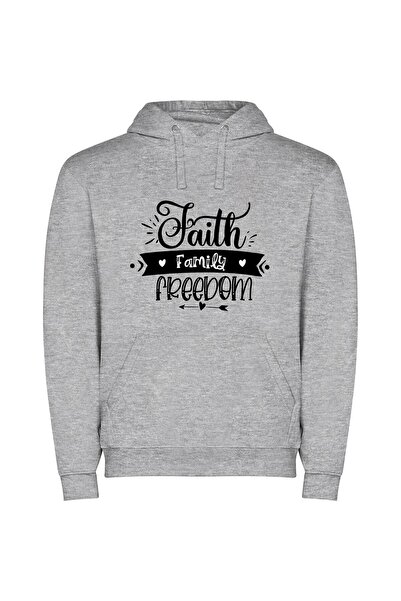 iLovePrints Monochrome Essence: Faith, Family, Freedom Φούτερ με κουκούλα σε ...