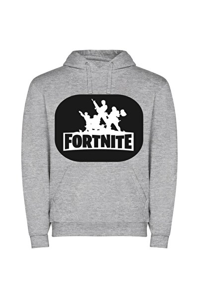 iLovePrints Fancy Fortnite Monochrome Snapshot Φούτερ με κουκούλα σε χρώμα Γκρι