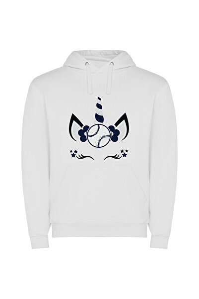 iLovePrints Fantasy Horned Sports Star Φούτερ με κουκούλα σε χρώμα Λευκό