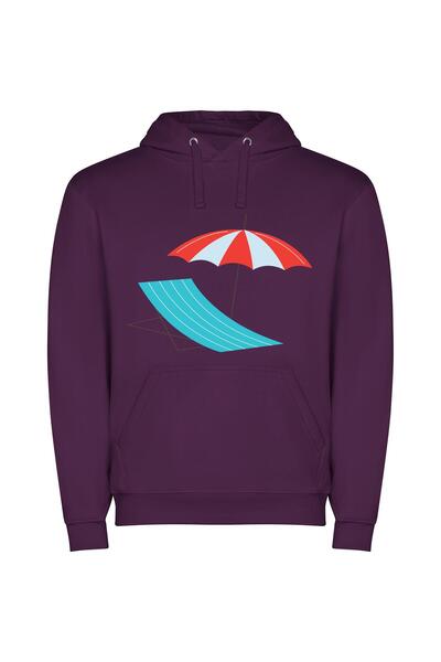 iLovePrints Colorful Sun Lounger Delight Φούτερ με κουκούλα σε χρώμα Μωβ