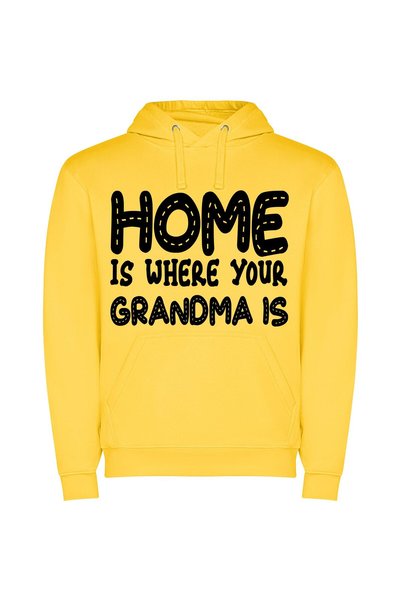 iLovePrints Grandma's Handmade Home Φούτερ με κουκούλα σε χρώμα Κίτρινο