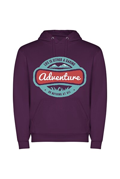 iLovePrints Daring Life's Adventurous Sign Φούτερ με κουκούλα σε χρώμα Μωβ