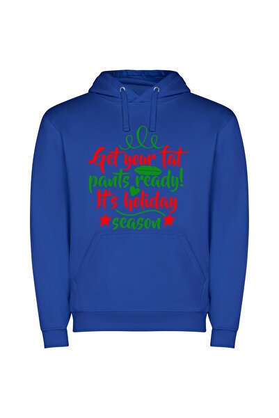 iLovePrints Holiday Feast Fashion Φούτερ με κουκούλα σε χρώμα Μπλε
