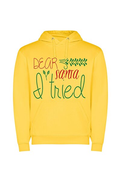 iLovePrints Santa's Gift of Ideas Φούτερ με κουκούλα σε χρώμα Κίτρινο