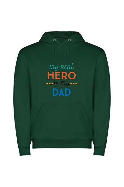 iLovePrints Daddy: My Real Hero Φούτερ με κουκούλα σε χρώμα Πράσινο