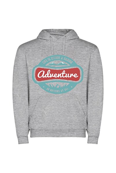 iLovePrints Daring Life's Adventurous Sign Φούτερ με κουκούλα σε χρώμα Γκρι