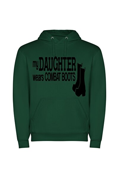 iLovePrints Daughter's Fearless Combat Style Φούτερ με κουκούλα σε χρώμα Πράσινο
