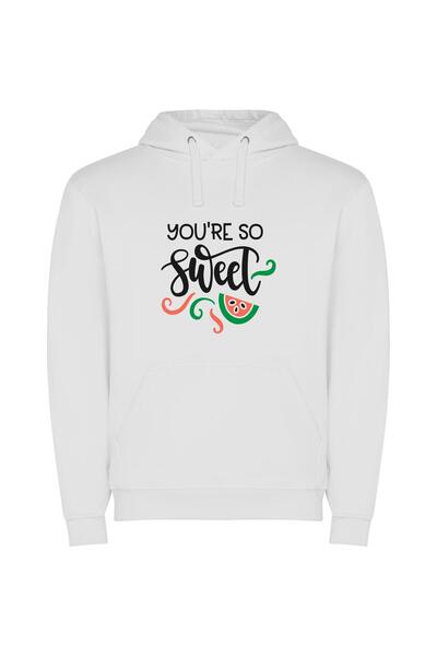 iLovePrints Sugar-coated Watermelon Delight Φούτερ με κουκούλα σε χρώμα Λευκό