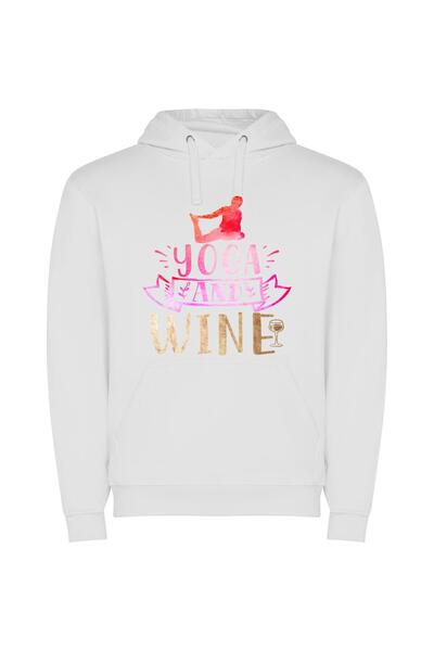 iLovePrints Wine-inspired Yoga Art Φούτερ με κουκούλα σε χρώμα Λευκό