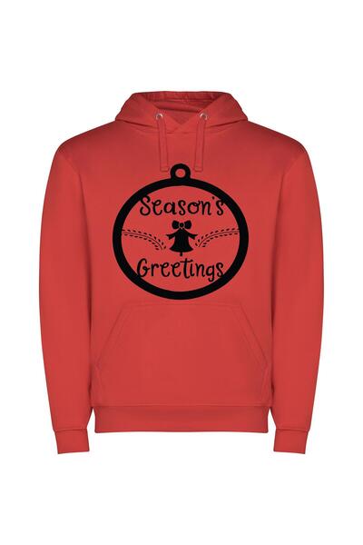 iLovePrints Merry Season's Greetings Φούτερ με κουκούλα σε χρώμα Κόκκινο