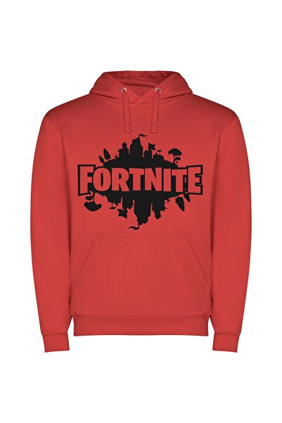 iLovePrints Epic Fortnite Logo Design Φούτερ με κουκούλα σε χρώμα Κόκκινο