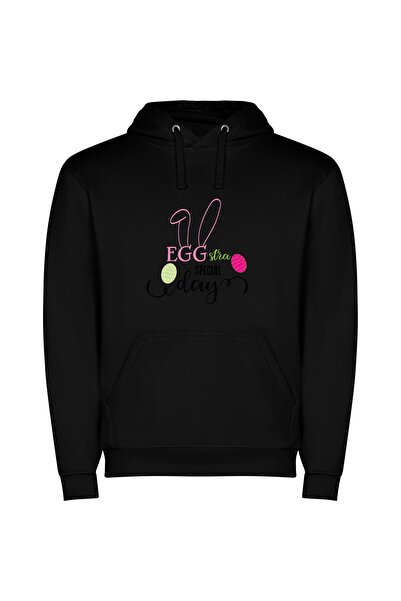 iLovePrints Eggsquisite Easter Delight Φούτερ με κουκούλα σε χρώμα Μαύρο