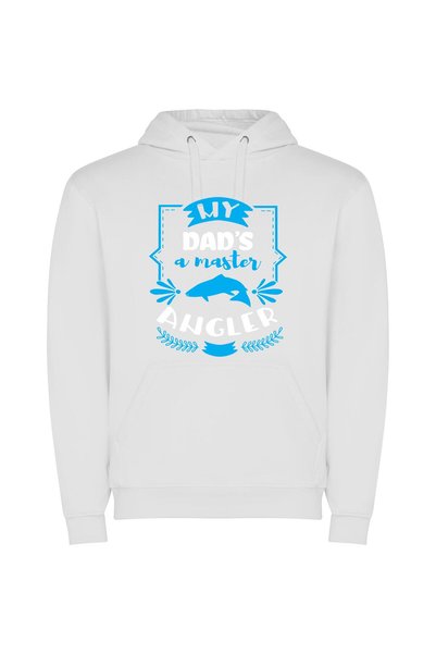 iLovePrints Masterpiece Blue and White Φούτερ με κουκούλα σε χρώμα Λευκό