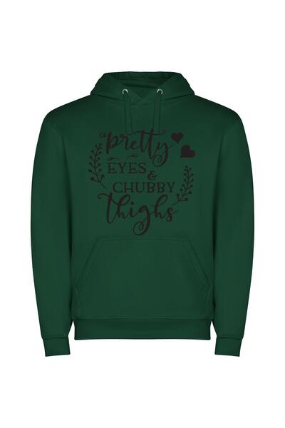 iLovePrints Gorgeous Eyes, Curvy Thighs Φούτερ με κουκούλα σε χρώμα Πράσινο