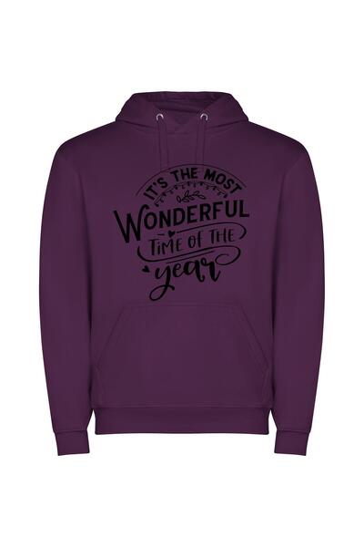 iLovePrints Wonderous Holiday Magic Φούτερ με κουκούλα σε χρώμα Μωβ
