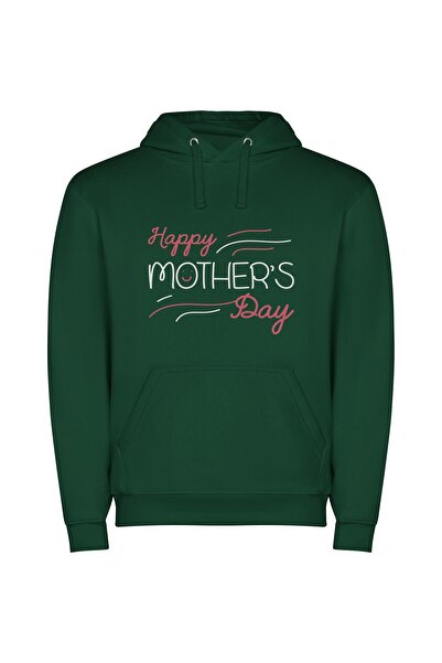 iLovePrints Joyful Mother's Day Greetings Φούτερ με κουκούλα σε χρώμα Πράσινο