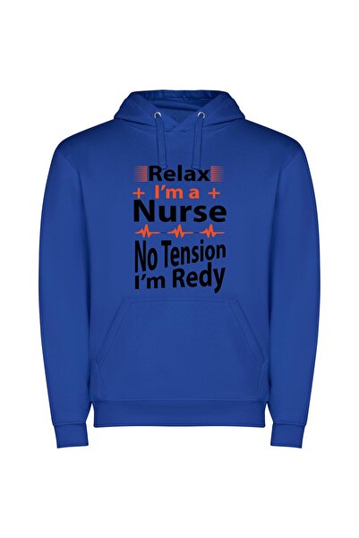iLovePrints Nursing Serenity: Unwind Today! Φούτερ με κουκούλα σε χρώμα Μπλε