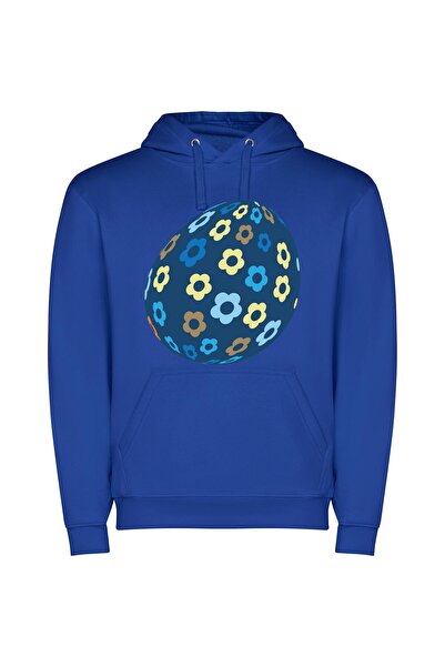 iLovePrints Floral Easter Egg Φούτερ με κουκούλα σε χρώμα Μπλε