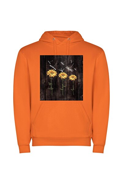 iLovePrints Dragonfly Sunflower Dreams Φούτερ με κουκούλα σε χρώμα Πορτοκαλί