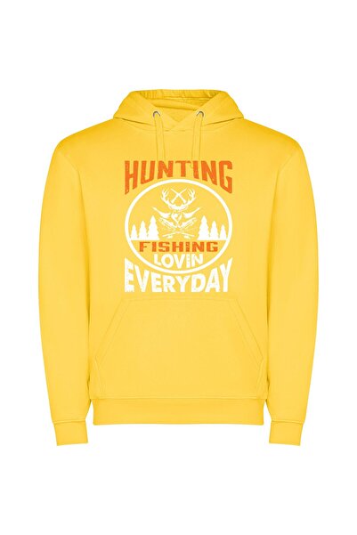 iLovePrints Outdoor Passion: Hunting, Fishing! Φούτερ με κουκούλα σε χρώμα Κί...