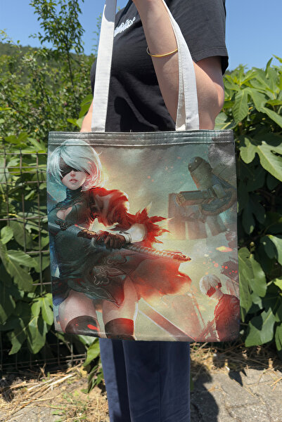 ZipZap Nier: Automata V2 Double-Sided Canvas Print Tote Bag Computer Gaming V...