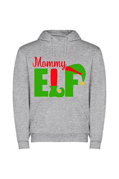 iLovePrints Merry Elf Shuffle Φούτερ με κουκούλα σε χρώμα Γκρι