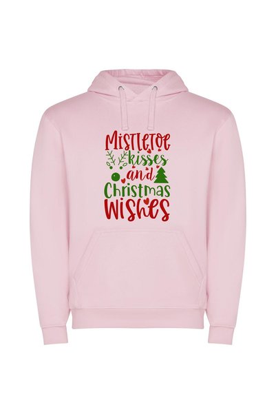 iLovePrints Mistletoe Merry Wishes Φούτερ με κουκούλα σε χρώμα Ροζ