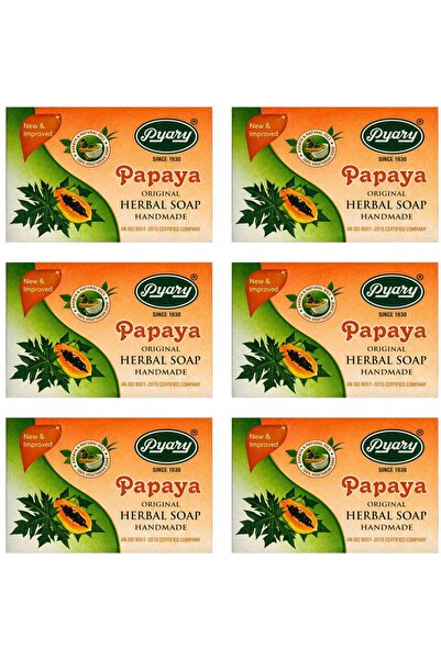 Pyary Papaya Original Herbal Soap Handmade Pack of 6 x 75 gram