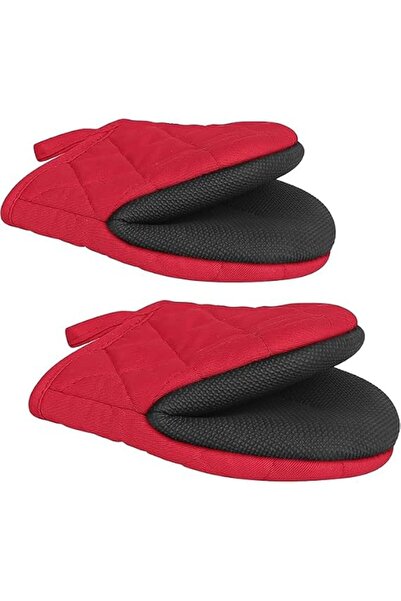 Tazweeq 1 Pair Short Oven Mitts, Silicone Kitchen Oven Gloves High Heat Resis...