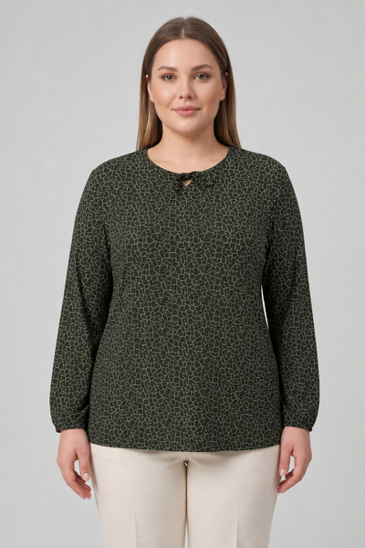 Ravencia Women's Broken Glass Patterned Crew Neck Lace-Up Lycra Mother Combed...