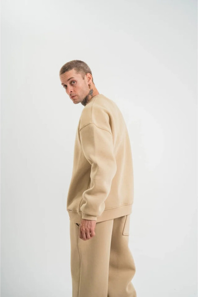 UFC 1985 TOP BRAND Long sleeve crew neck basic sweatshirt - beige