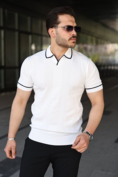 UFC 1985 TOP BRAND Men's Textured Pattern Collared Short Sleeve T-Shirt