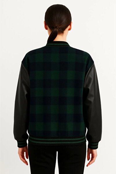 Veraura Lifestyle Lumberjack College Jacket with Faux Leather Sleeves and Lin...
