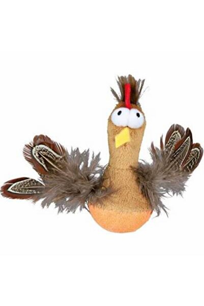 BŞK VİRGO Plush Feathered Chicken Cat Toy with Cat Grass 10 cm