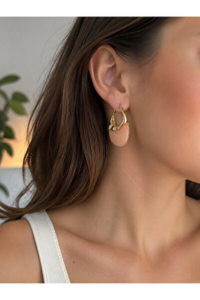 ANKA JEWELLRY أقراط نسائية من الفولاذ بلون ذهبي مع تفاصيل على شكل سمكة السلمو...