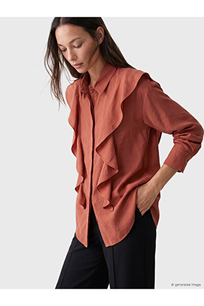 LC Waikiki Red Modal Blend Ruffled Women's Shirt Tunic