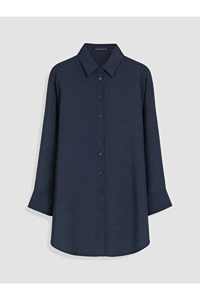 LC Waikiki Navy Blue Modal Blend Oversize Women's Shirt Tunic