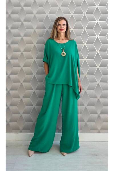 styleFlex Compleu Damă Elegant cu Pantaloni Largi – Set cu Colier Inclus, Tal...