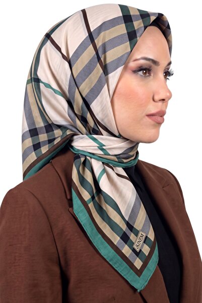 hadiora Women's Coffee Beige Plaid Patterned Cotton Stitched Writing Pad